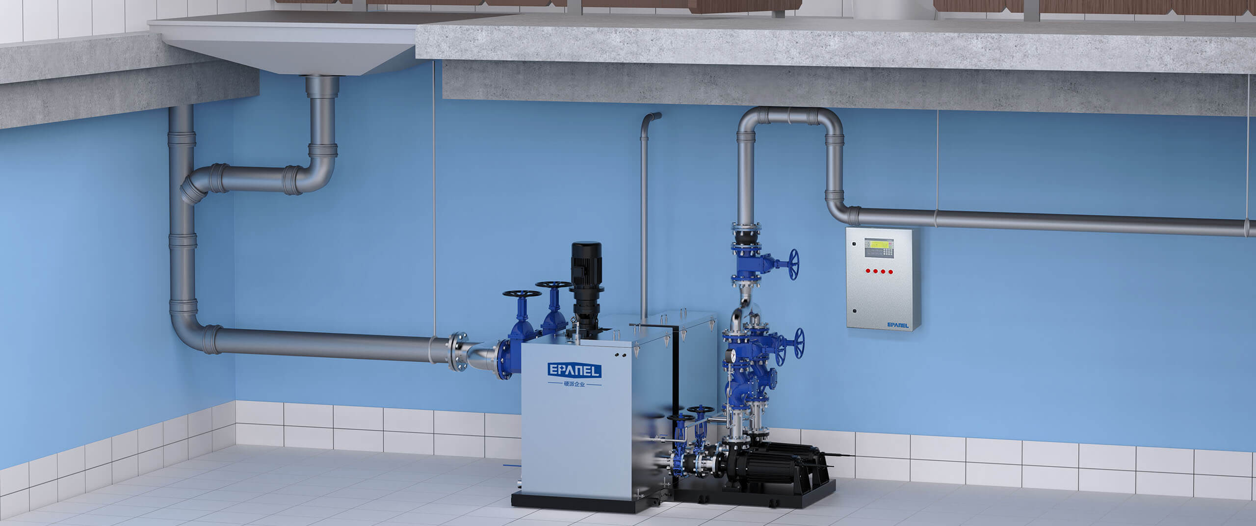 地铁专用泵外置污水提升器安装示意